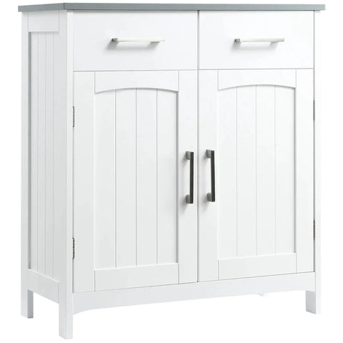 Rootz Bathroom Cabinet - Freestanding Bathroom Furniture - Cabinet - Cabinet Storage - Cabinet With Drawer - White/Grey - 68 x 33 x 76 cm