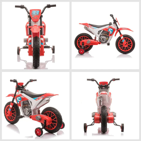 Rootz Kindermotorrad – Elektromotorrad – 45 Minuten Fahrzeit – mit Stützrädern – ab 3 Jahren – Rot + Weiß – 106,5 x 51,5 x 68 cm