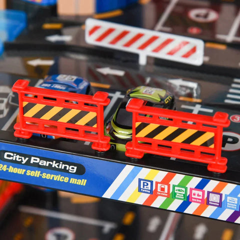 Rootz Parking Garage - Children's Racetrack - Children's Car Racetrack Parking Garage For Toy Cars - ABS - Blue/white - 64 x 59 x 113 cm