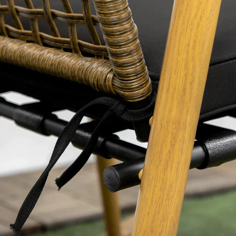 Rootz Garden Furniture Set For People - 2 Rocking Chairs - 1 Side Table - Robust Pollyrattan - Including Seat Cushions - Black - 61cm x 80cm x 91cm