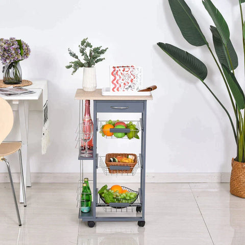 Rootz Kitchen Trolley - Serving Trolley - 2 Shelves - Indoor - Outdoor - Brown/Grey - W47 x D37 x H83 cm