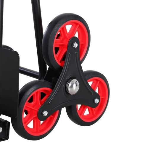 Rootz Steel Climbing Stairs Trolley - Steel Trolley - Hand Trucks - 6-wheeled Trolley - Foldable Hand Truck - Load Carrying Hand Truck  - Black & Red - 120kg