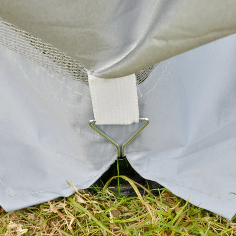 Rootz Pop Up Gazebo - Pop Up Tent - Gazebo - Party Tent - With Netting And Carry Bag - Height Adjustable - Steel/Oxford/Mesh Fabric - Light Grey/Black - 3.64x3.64x2.94m