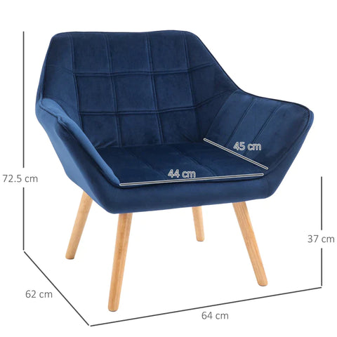 Rootz Fauteuil - Enkele Fauteuil - Vleugelstoel Met Fluweelachtige Hoes - Houten Poten - Huis - Slaapkamermeubels - Groen - 68,5 cm x 61 cm x 72,5 cm
