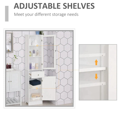 Rootz Bathroom Cabinet - Cabinet - Display Cabinet - Kitchen Cabinet - White - 40 x 27 x 171.5 cm