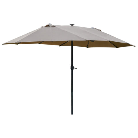 Rootz Double Sided Parasol - Parasol - Sun Umbrella - With LED Solar Lights - Khaki - 440 x 260 cm