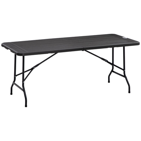 Rootz Outdoor Table - Garden Table - For 6 People - Foldable - Wood Look - Dark Grey - 180 x 75.5 x 73 cm