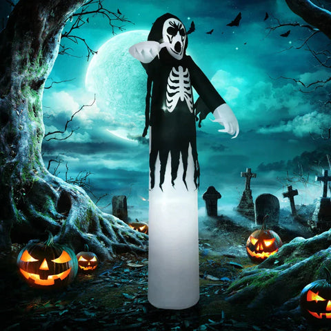 Rootz Ghost Skeleton - Halloween Decoration With Blower - Tension Rope - Sandbag - Black - 1.40 x 1.05 x 2.70m