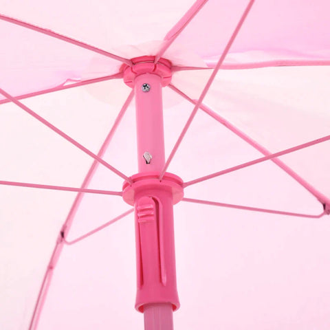 Rootz Garden Table Set For Children - Shark Design - Table - Chairs - Umbrella - Metal - Polyester - Pink - Ø49.5 x 50H cm