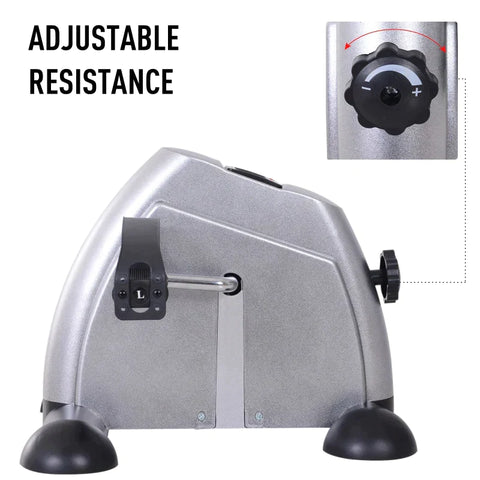 Rootz Mini Exercise Bike - Leg Trainer - Pedal Trainer -  Training Bike - Bicycle Device - Silver - 9Wx 40Dx 31Hcm