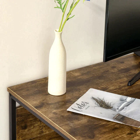 Rootz Desk - Computer Desk - Writing Study Table - Workstation with Storage Shelf - Chipboard - Rustic Brown - 120 cm x 60 cm x 75 cm