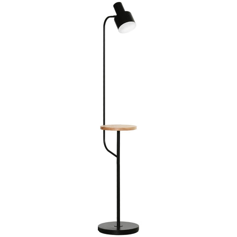 Rootz Floor Lamp - Modern Floor Lamp - With Shelf - Lamp - With Adjustable Lampshade - For Apartment Office - Steel - Black - 32.5 x 28 x 152 cm