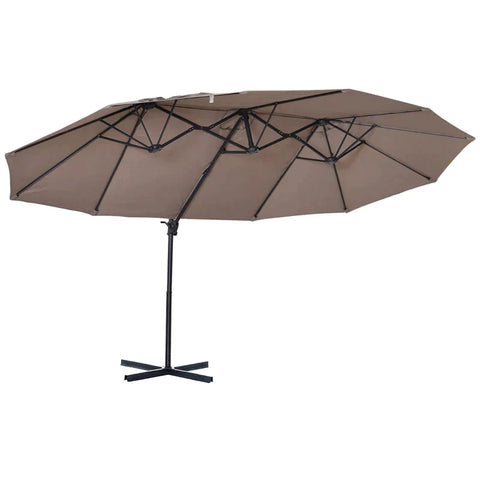 Rootz Double Parasol - Traffic Light Parasol - Garden Parasol - Double Parasol With Crank - Sun Protection - Brown - 440 x 270 x 250 cm
