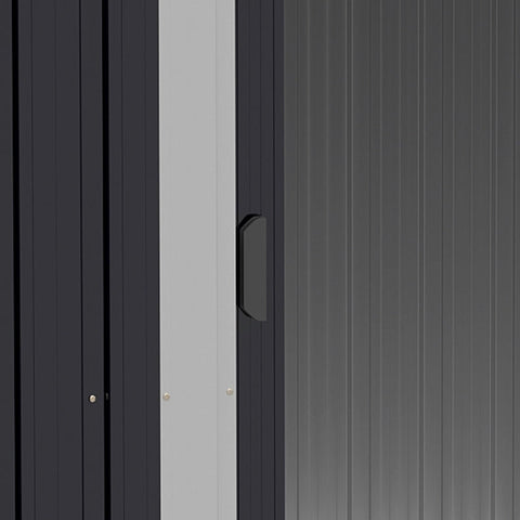 Rootz Gartenschuppen – Gartenlagerschuppen – Geräteschuppen – 2 Schiebetüren – Stahl – Schwarz – 195,5 x 153 x 188 cm