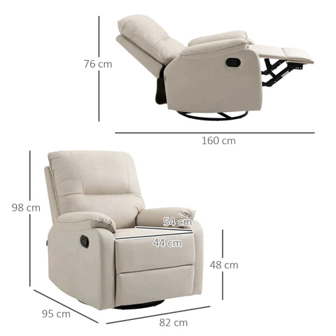 Rootz Relaxation Chair - 360° Rotatable Seat - Up To 135° Tilt - Microfibre - Light Grey - 82 cm x 95 cm x 98 cm