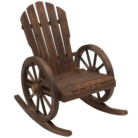 Rootz Rocking Chair - Garden Chair - Rustic Design - Fir Wood - Outdoor - Weather Resistant - 68cm x 88cm x 92cm