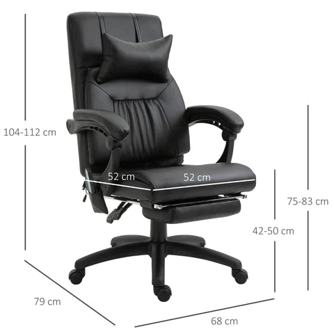 Rootz Massagestoel - Directiestoel - Bureaustoel - Stoel Met 7 Vibratie Massagepunten - Zwart - 68 cm x 79 cm x 112 cm