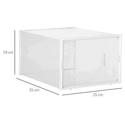 Rootz Shoe Box - Portable Shoe Storage Cabinet - Shoe Cabinet - Cube Storage - With Magnetic Door - PP - Clear/White - 25 x 35 x 19cm