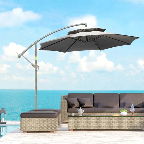 Rootz Cantilever Umbrella - Parasol Cantilever - Parasol - Umbrella - Sun Protection - With Double Roof - Polyester/steel - Light Grey