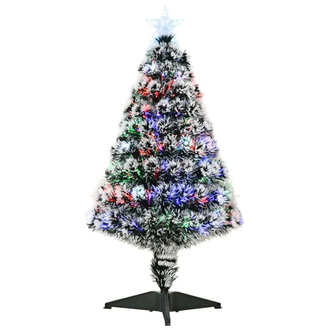 Rootz Kunstkerstboom Met Led Licht - Zevenkleuren Lichtgeleider - Kerstboom - 90 Takken - PVC - Metaal - Groen + Wit - Ø48 x 90 cm