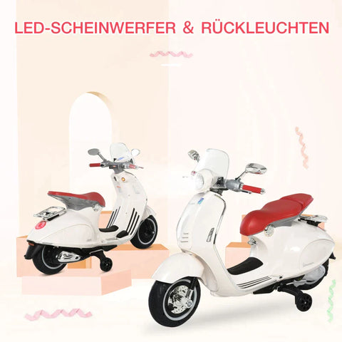 Rootz Electric Vehicle - Children's Vehicle - Children's Motorcycle - Electric Motorcycle With Mp3 Music Lighting - White - 108 x 49 x 75 cm