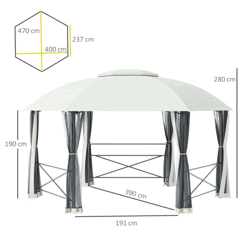 Rootz Gazebo - Party Tent - Garden Gazebo - Party Gazebo - Steel/Polyester - Grey - 4L x 4.7W x 2.8H m