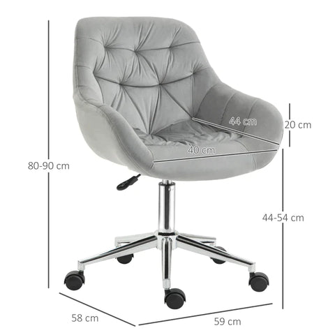 Rootz Office Chair - Ergonomic Design - Soft Fabric - Office - Bedroom - Living Room - 59 cm x 58 cm x 90 cm