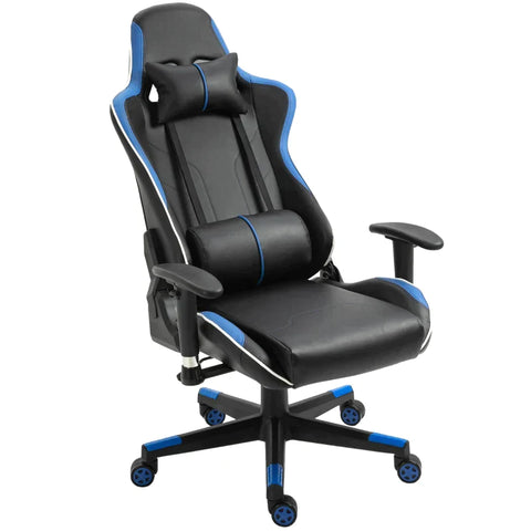 Rootz Gaming Chair - Office Chair - Desk Chair - Headrest - Lumbar Cushion - Adjustable Handle - Blue/Black - 70 x 60 x 128-138 cm
