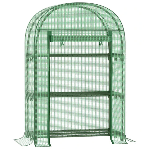 Rootz Greenhouse - Foil Greenhouse - Balcony With 3 Shelves - Tomato House - Plant House - Cold Frame - Metal - Green - 80 x 49 x 160 cm