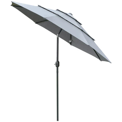 Rootz Patio Umbrella - Parasol Patio Umbrella - Market Umbrella - 8 Rib - Garden Umbrella - With Sun Protection - Dark Gray/Black
