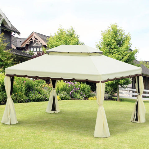 Rootz Gartenpavillon – Outdoor-Pavillon – Gartenpavillon – Pavillon – Cremeweiß – 3,9 x 2,9 x 2,7 m