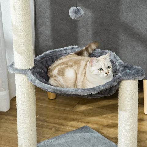 Rootz Scratching Post - Cat Tree - Cat Play Tree - Climbing Tree - Grey - 39.5x39.5x83 cm