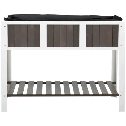 Rootz Raised Bed - Planting Table - Gardening Table - Wooden Garden Beds for Vegetables - Flowers Planters with Shelf - White/Grey - 119 x 57 x 89 cm