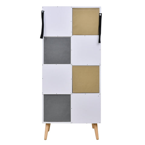 Rootz Bookshelf - Standing Shelf - Kitchen Cabinet - Chest Of Drawers - White + Brown + Grey - 54.5 x 24 x 122.5 cm