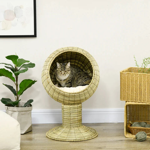 Rootz Seagrass Cat Cave - 2-Part - Flexible Positioning - Cat House - Natural - 41cm x 41cm x 71.5cm