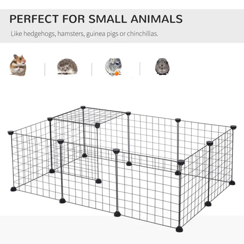Rootz Animal Cage - Pet Playpen - Enclosure Run - Cage - Black - 106Lx73Wx36Hcm