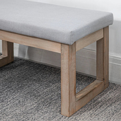 Rootz Voetenbank - Scandi Design - Kruk - Voetenbank - Gestoffeerde Bank - Rubberwood - Grijs + Naturel - 68 cm x 38 cm x 42 cm