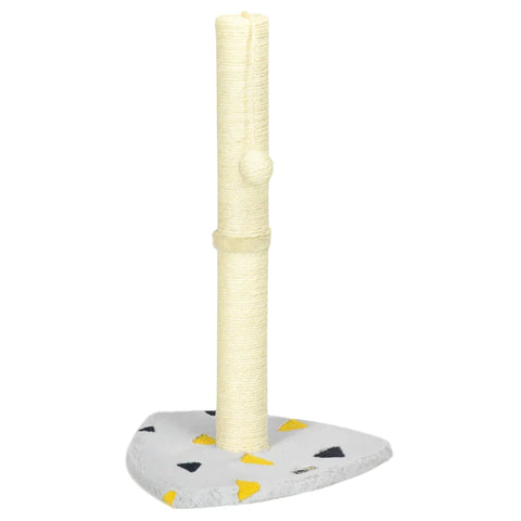 Rootz Scratching Post - With Play Ball - Compact Size - Robust Jute Rope - Light Gray + Beige - 35 x 35 x 62 cm