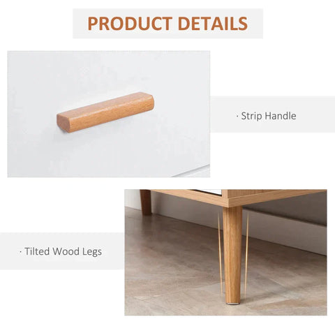 Rootz Chest Of Drawers - Storage Organizer Cabinet - With 3 Drawers - Chipboard - White + Nature - 80 cm x 39 cm x 80 cm