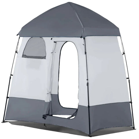 Rootz Douchetent Met Draagtas - 2 Persoons - Ritsdeur - 2 Ramen - Pop-up Tent - Glasvezel - Grijs - 230 x 120 x 230 cm