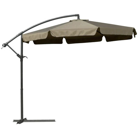 Rootz Parasol - Parasol Cantilever - With Hand Crank Ruffles - Garden Parasol - Sun Protection - Garden Balcony - Polyester/Metal Coffee