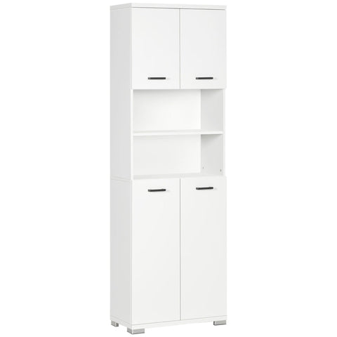 Rootz Bathroom Cabinet - With 2 Cupboards - 2 Shelves - Water-repellent Surface - White - 60 cm x 33.5 cm x 183 cm