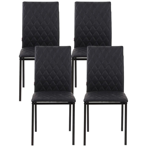 Rootz Dining Room Chairs - Kitchen Chairs - High Backrest - Optimal Support - 4 chairs - Faux Leather - Black -  41 cm x 50 cm x 91 cm