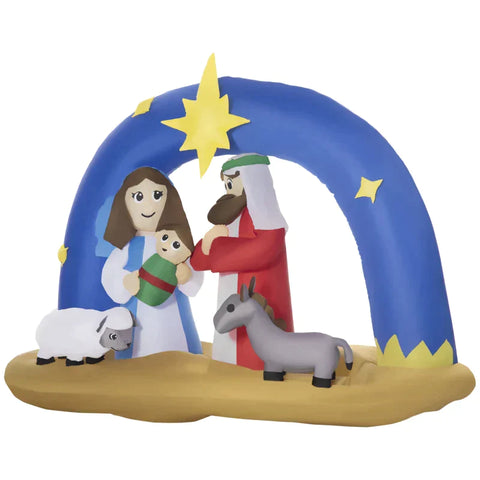 Rootz Christmas Decoration - Archway - Herring - Bungee Cords - Blower - Blue + Brown - 206 x 95 x 157 cm