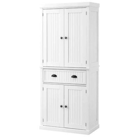 Rootz Kitchen Cabinet - Dish Cabinet - Tall Cabinet - Dining Room Cabinet With Drawer - 6 Levels - MDF - White - 76.2 x 40.2 x 183cm