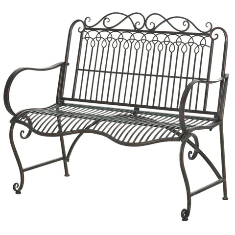 Rootz Tuinbank - Parkbank Voor 2 Personen - RVS - Antiek Design - Zilver - 110 x 60 x 97 cm