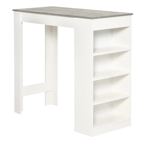 Rootz Compact Kitchen Table - Bar Table - 4-tier Shelf - Grey/White - 115 cm x 50 cm x 102.7 cm