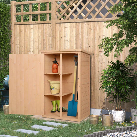 Rootz Garden Shed - Tool Shed - Tool Shed With Shelves - Storage Shed For Garden - Fir Natural Wood - 75 x 56 x115 cm