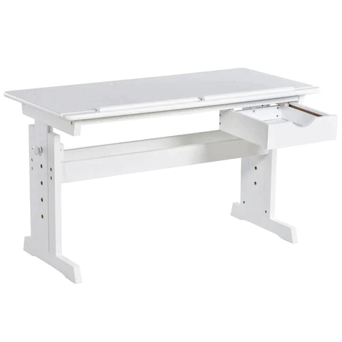 Rootz Study Desk - Computer Stand - Laptop Table - Height Adjustable - 5 Levels With Drawer - MDF - White - 109 x 55 x 63.6-89.2 cm
