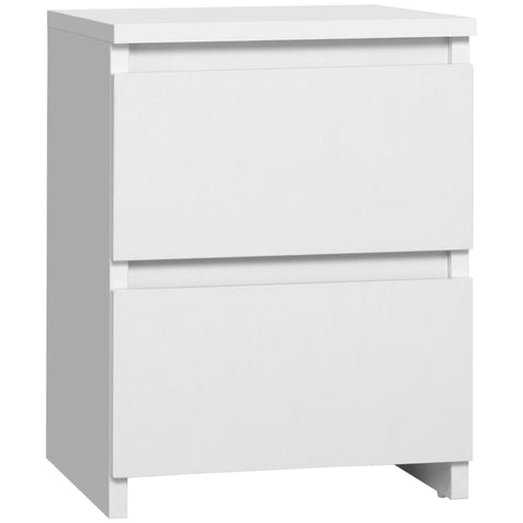 Rootz Bedside Table - 2 Drawers - Anti-tilt - Smooth Surface - White - 30 x 30 x 40cm